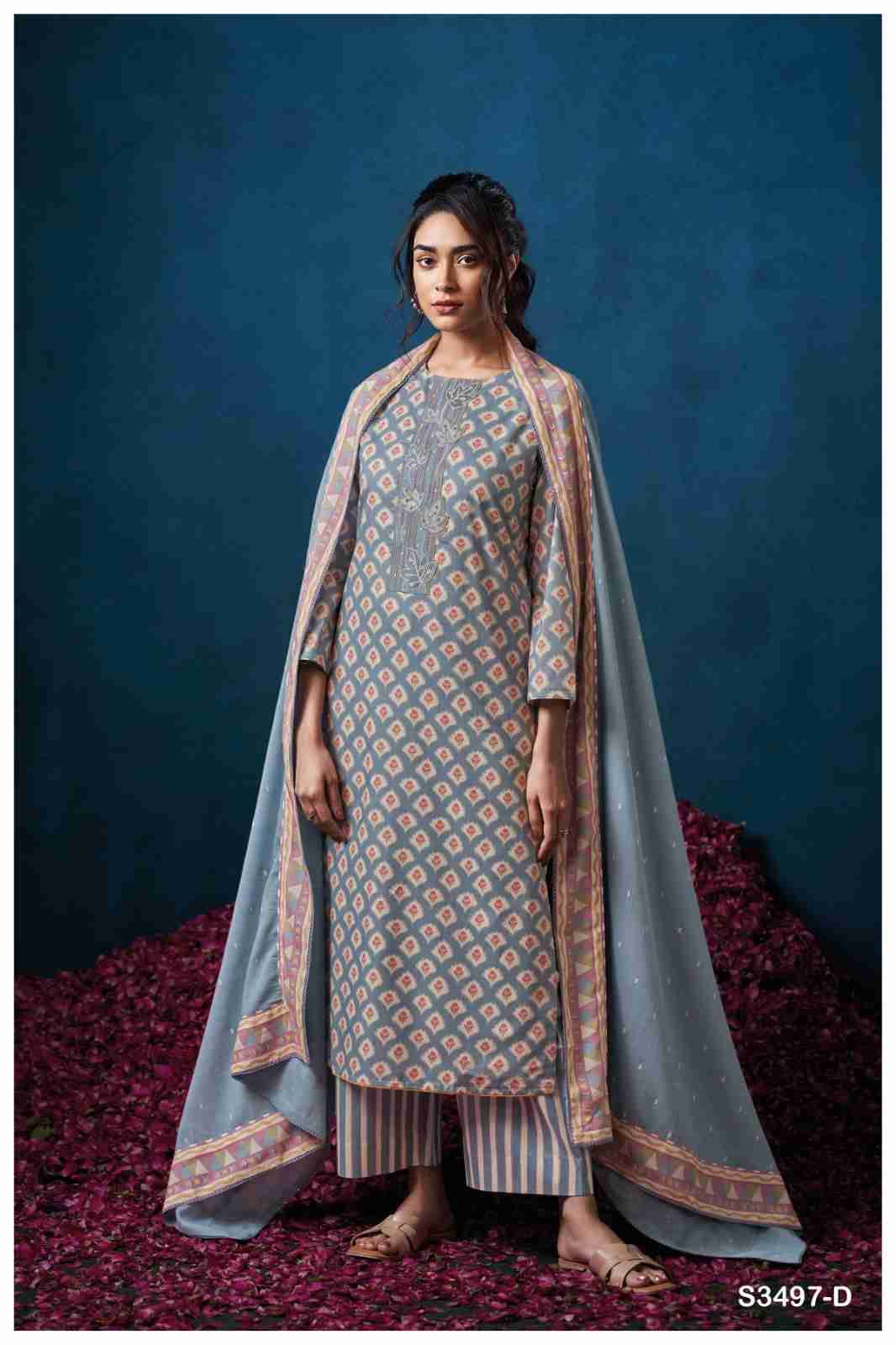 Devin-3497 By Ganga Fashion 3497-A To 3497-D Series Beautiful Festive Suits Colorful Stylish Fancy Casual Wear & Ethnic Wear Pure Cotton Dresses At Wholesale Price