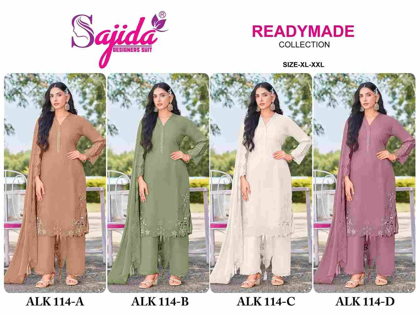 ALK-114 Colours By Sajida Designer Suits 114-A To 114-D Series Beautiful Pakistani Suits Colorful Stylish Fancy Casual Wear & Ethnic Wear Heavy Georgette Embroidered Dresses At Wholesale Price