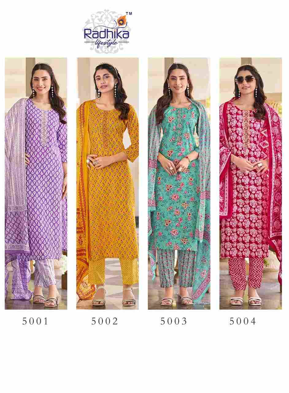 Cotton Fab Vol-5 By Radhika Lifestyle 5001 To 5008 Series Beautiful Stylish Festive Suits Fancy Colorful Casual Wear & Ethnic Wear & Ready To Wear Cotton Print Dresses At Wholesale Price