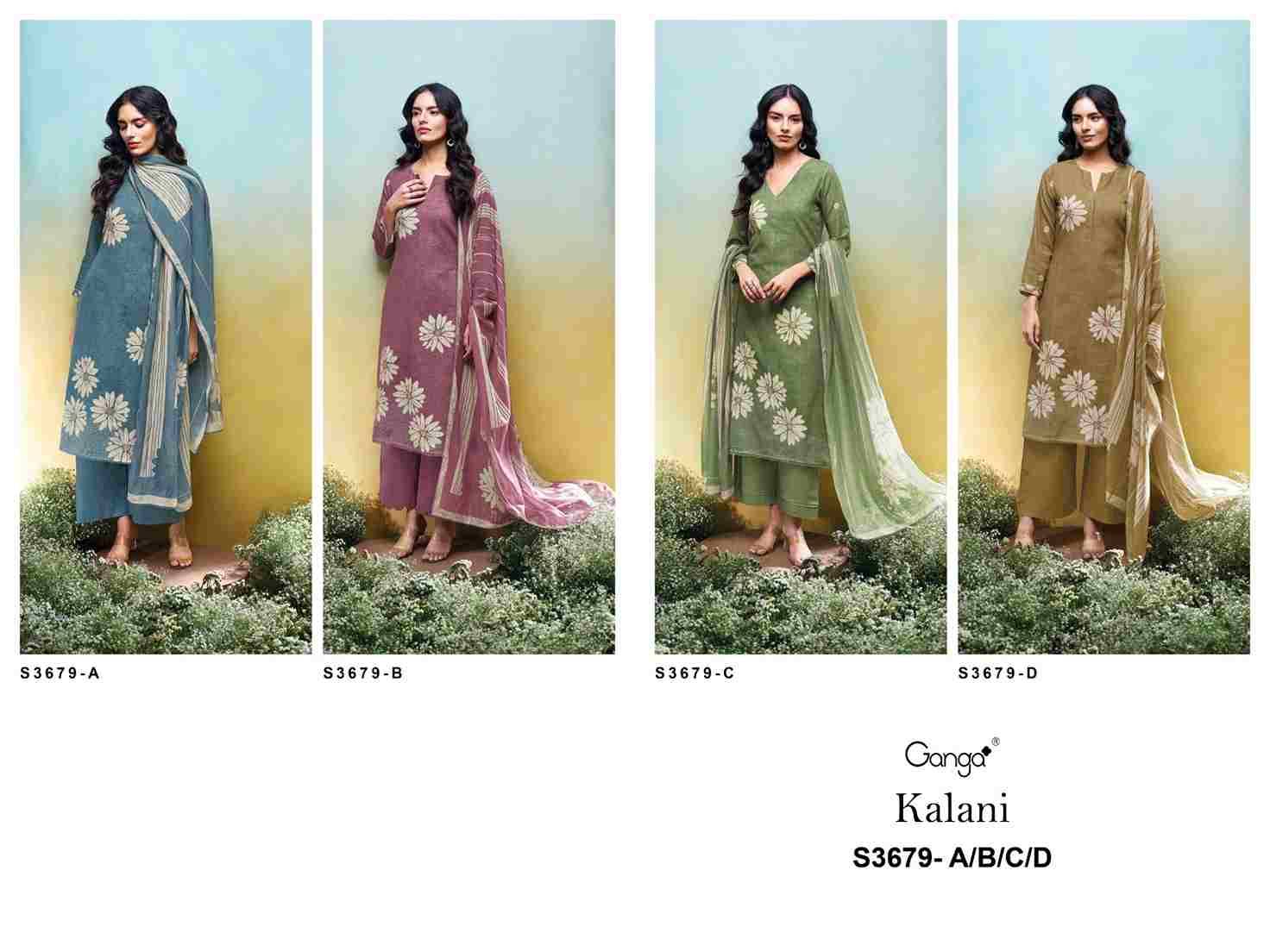 Kalani-3679 By Ganga Fashion 3679-A To 3679-D Series Beautiful Festive Suits Colorful Stylish Fancy Casual Wear & Ethnic Wear Pure Cotton Linen Dresses At Wholesale Price