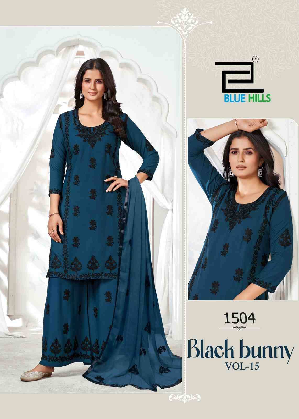 Black Bunny Vol-15 By Blue Hills 1501 To 1505 Series Beautiful Festive Suits Stylish Fancy Colorful Casual Wear & Ethnic Wear Rayon Foil Print Dresses At Wholesale Price