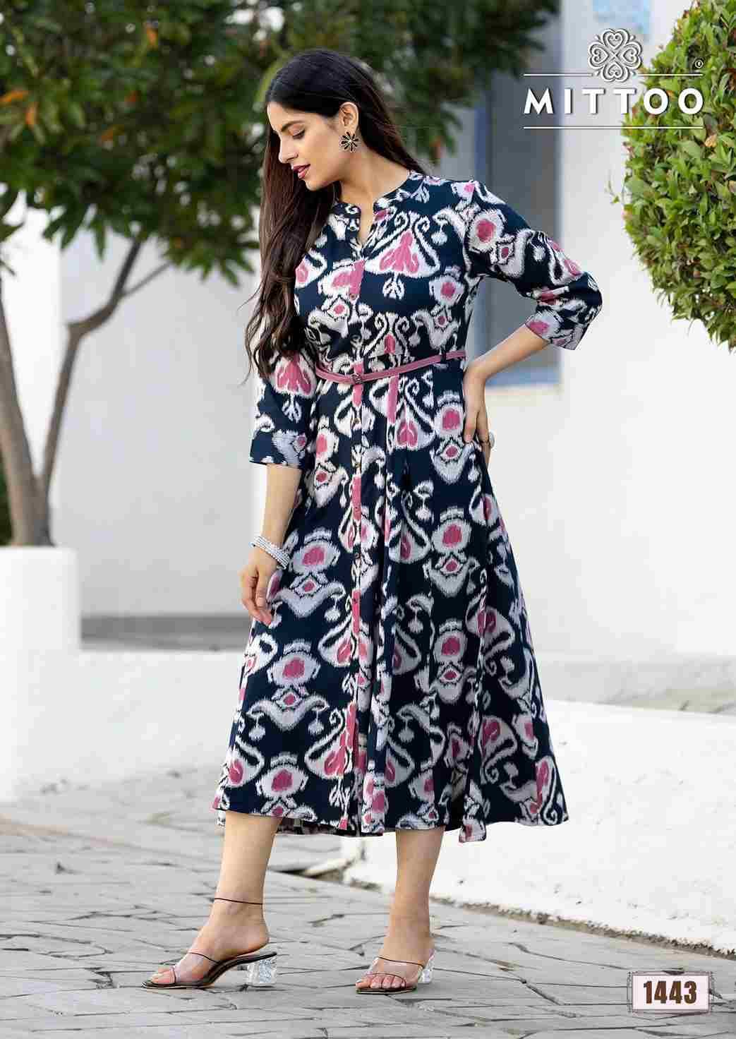 Belt Vol-21 By Mittoo 1443 To 1448 Series Designer Stylish Fancy Colorful Beautiful Party Wear & Ethnic Wear Collection Rayon Print Kurtis At Wholesale Price