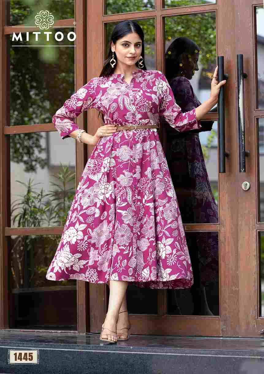 Belt Vol-21 By Mittoo 1443 To 1448 Series Designer Stylish Fancy Colorful Beautiful Party Wear & Ethnic Wear Collection Rayon Print Kurtis At Wholesale Price