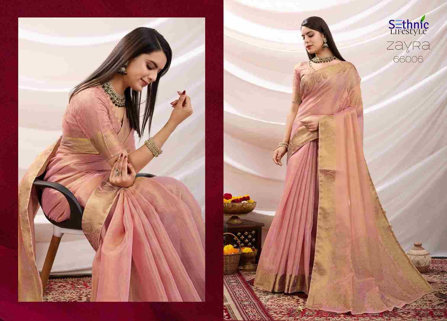 Zayra By Sethnic 66001 To 66008 Series Indian Traditional Wear Collection Beautiful Stylish Fancy Colorful Party Wear & Occasional Wear Linen Tissue Sarees At Wholesale Price