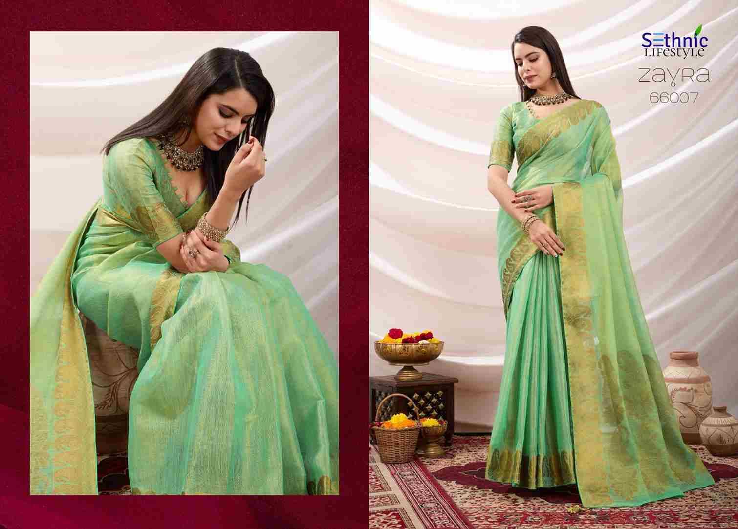 Zayra By Sethnic 66001 To 66008 Series Indian Traditional Wear Collection Beautiful Stylish Fancy Colorful Party Wear & Occasional Wear Linen Tissue Sarees At Wholesale Price