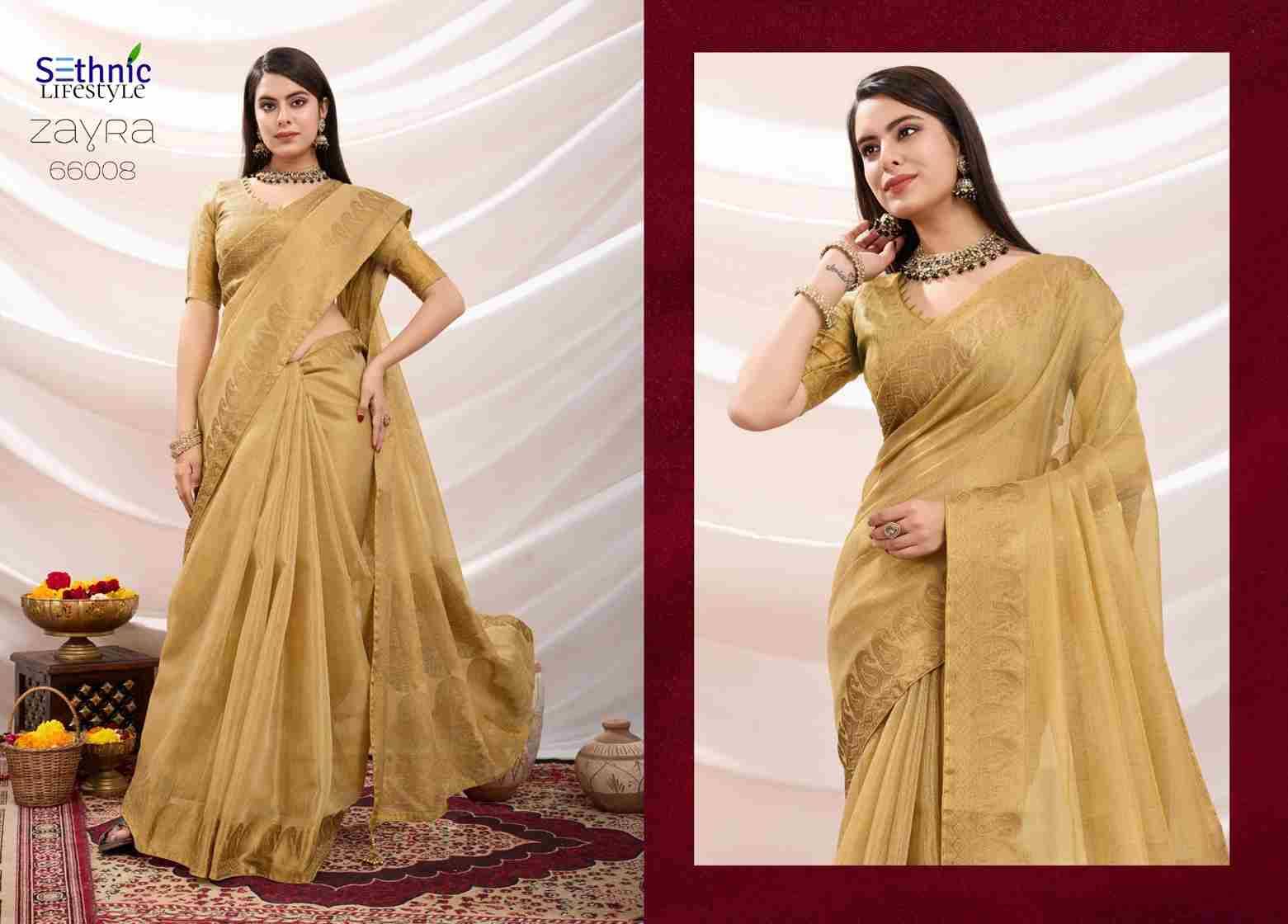 Zayra By Sethnic 66001 To 66008 Series Indian Traditional Wear Collection Beautiful Stylish Fancy Colorful Party Wear & Occasional Wear Linen Tissue Sarees At Wholesale Price