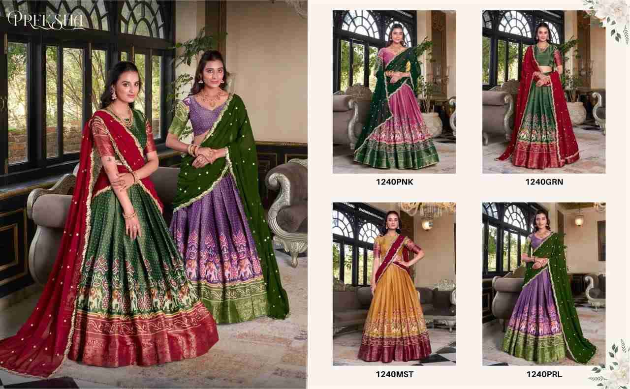 Preksha By Fashid Wholesale 1240-A To 1240-D Series Beautiful Colorful Fancy Wedding Collection Occasional Wear & Party Wear Kanchipuram Lehengas At Wholesale Price