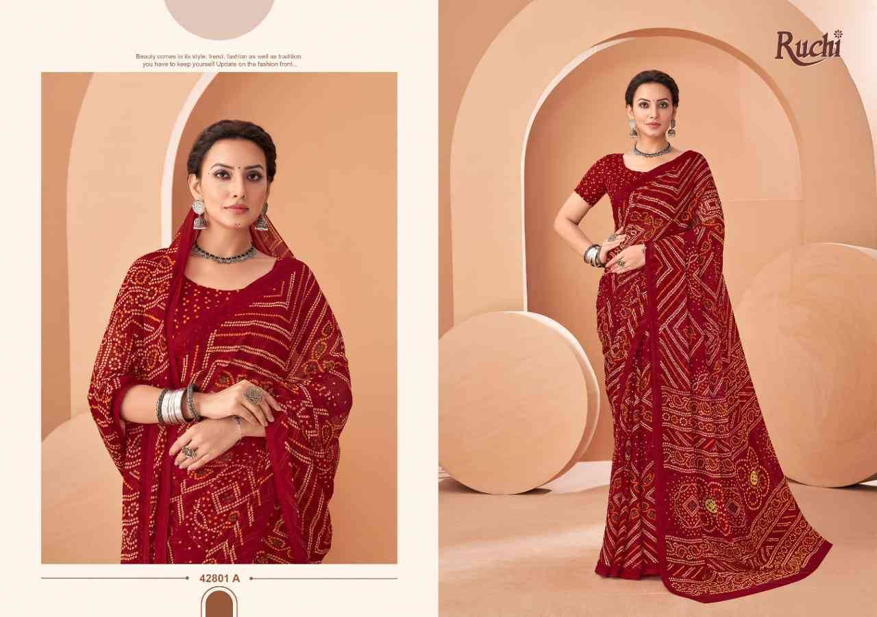 Star Chiffon Vol-195 By Ruchi Sarees 42801-A To 42803-D Series Indian Traditional Wear Collection Beautiful Stylish Fancy Colorful Party Wear & Occasional Wear Chiffon Sarees At Wholesale Price