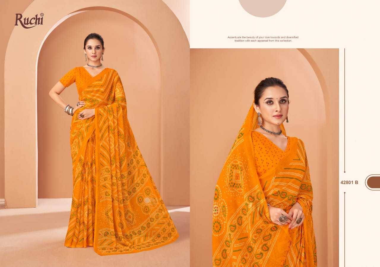Star Chiffon Vol-195 By Ruchi Sarees 42801-A To 42803-D Series Indian Traditional Wear Collection Beautiful Stylish Fancy Colorful Party Wear & Occasional Wear Chiffon Sarees At Wholesale Price