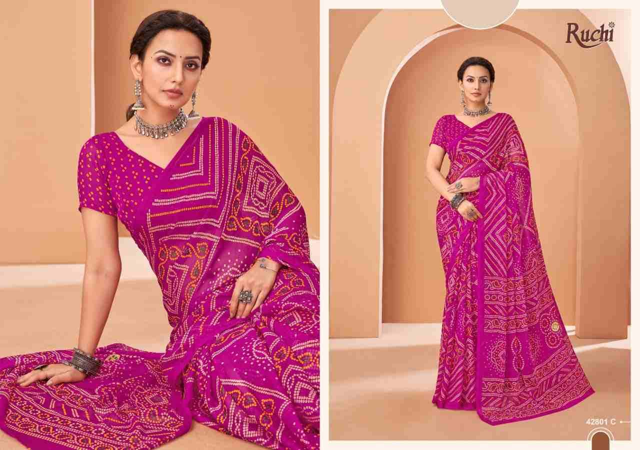 Star Chiffon Vol-195 By Ruchi Sarees 42801-A To 42803-D Series Indian Traditional Wear Collection Beautiful Stylish Fancy Colorful Party Wear & Occasional Wear Chiffon Sarees At Wholesale Price