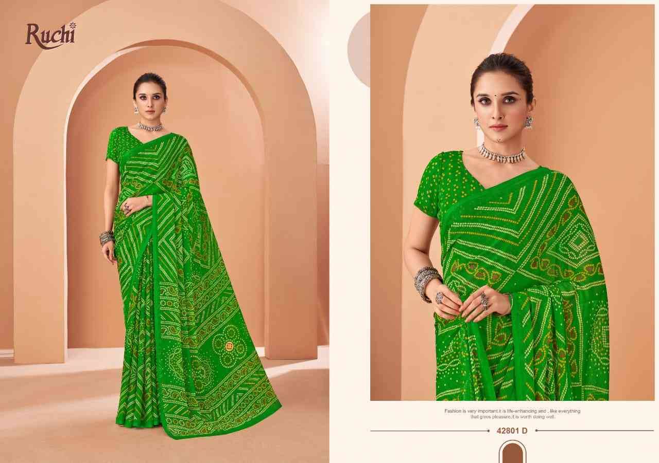 Star Chiffon Vol-195 By Ruchi Sarees 42801-A To 42803-D Series Indian Traditional Wear Collection Beautiful Stylish Fancy Colorful Party Wear & Occasional Wear Chiffon Sarees At Wholesale Price