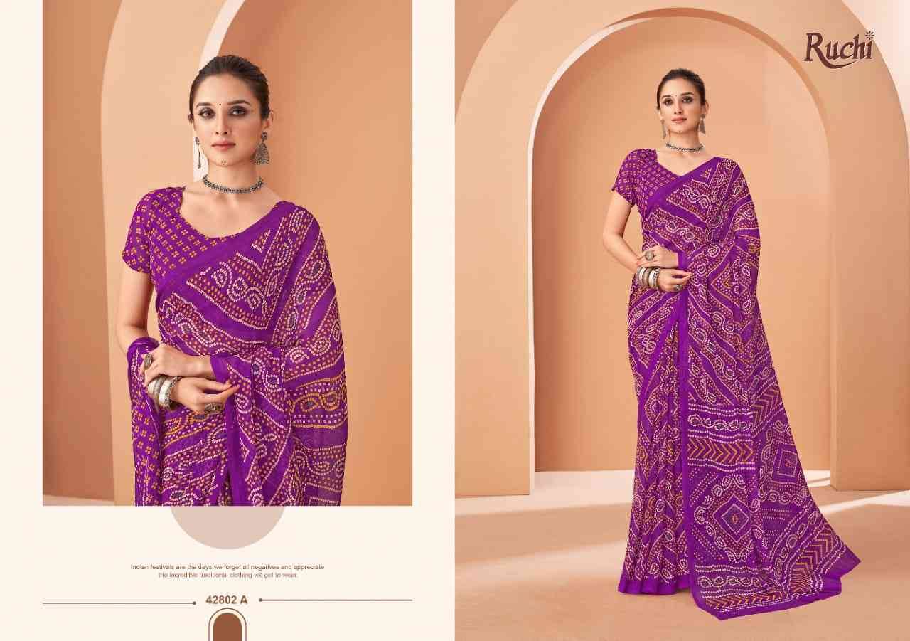 Star Chiffon Vol-195 By Ruchi Sarees 42801-A To 42803-D Series Indian Traditional Wear Collection Beautiful Stylish Fancy Colorful Party Wear & Occasional Wear Chiffon Sarees At Wholesale Price