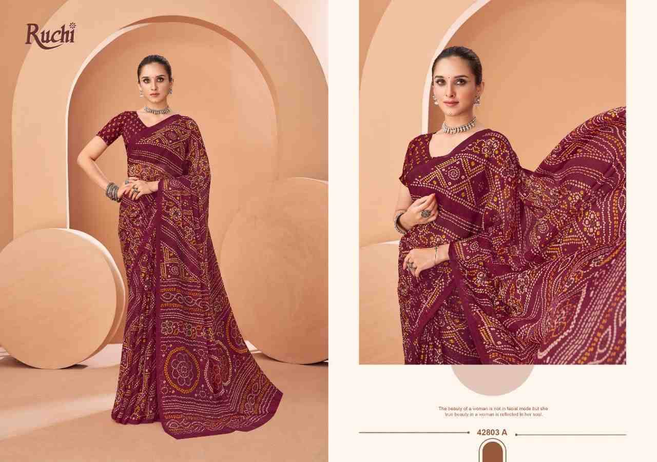 Star Chiffon Vol-195 By Ruchi Sarees 42801-A To 42803-D Series Indian Traditional Wear Collection Beautiful Stylish Fancy Colorful Party Wear & Occasional Wear Chiffon Sarees At Wholesale Price