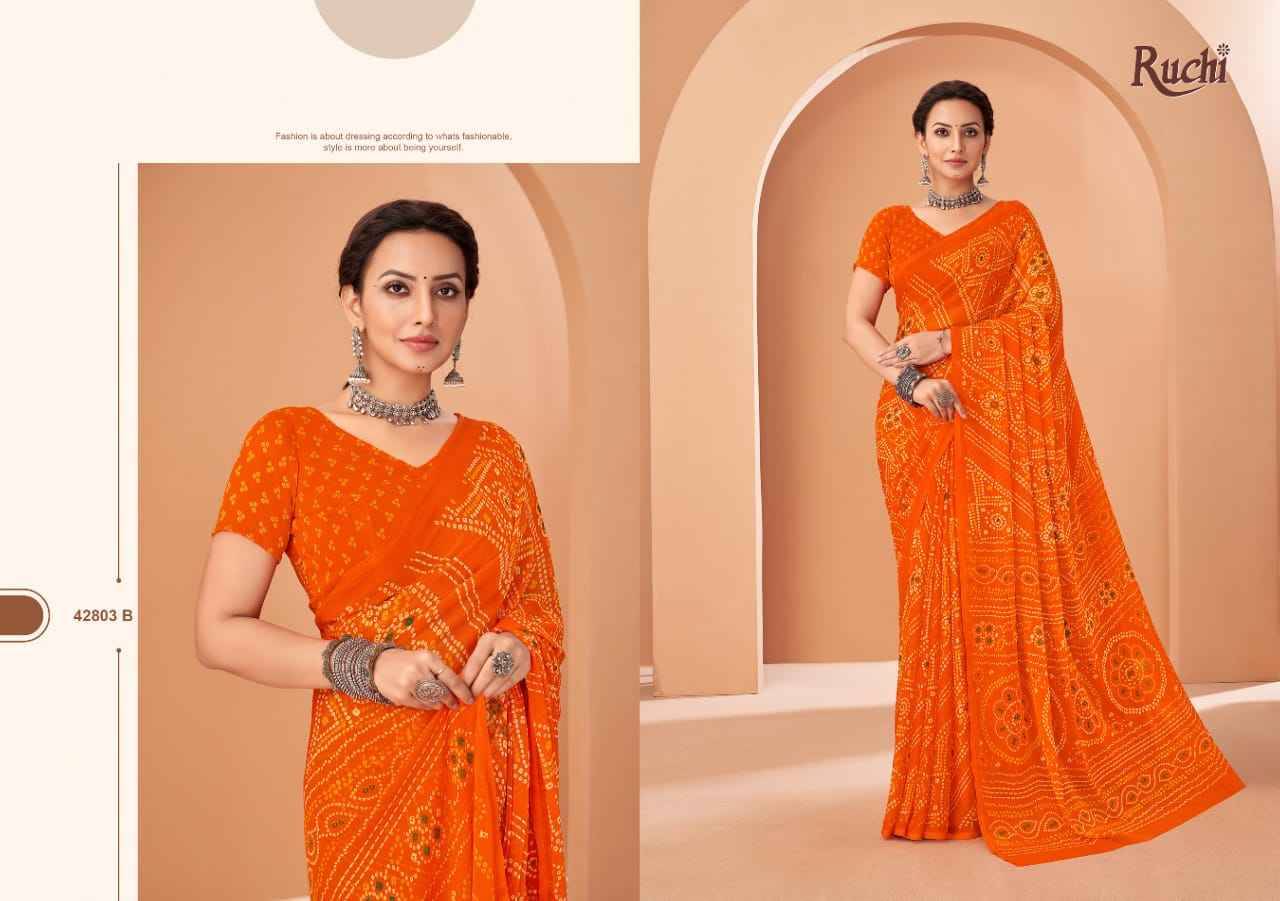 Star Chiffon Vol-195 By Ruchi Sarees 42801-A To 42803-D Series Indian Traditional Wear Collection Beautiful Stylish Fancy Colorful Party Wear & Occasional Wear Chiffon Sarees At Wholesale Price
