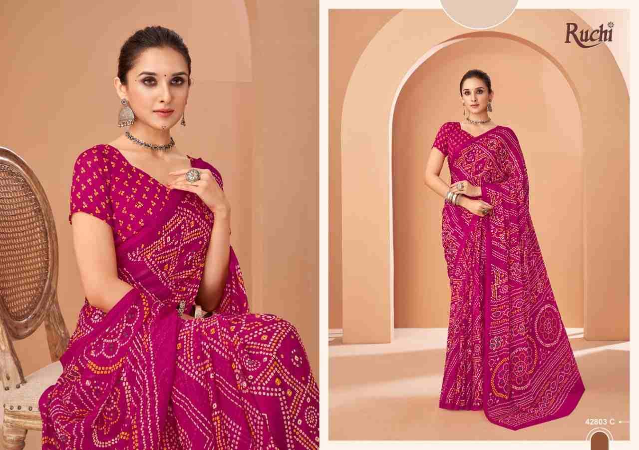 Star Chiffon Vol-195 By Ruchi Sarees 42801-A To 42803-D Series Indian Traditional Wear Collection Beautiful Stylish Fancy Colorful Party Wear & Occasional Wear Chiffon Sarees At Wholesale Price