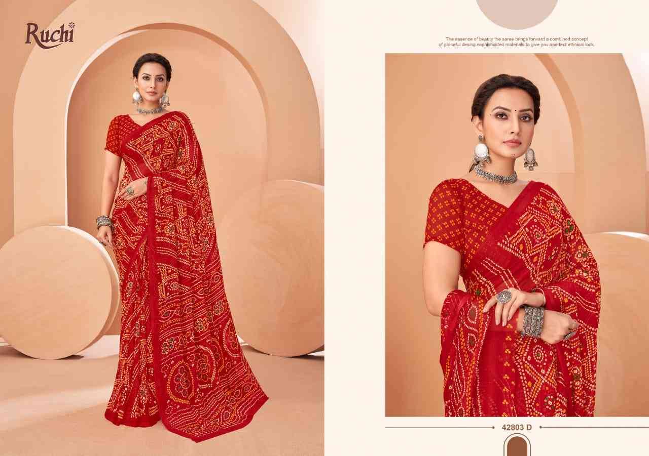 Star Chiffon Vol-195 By Ruchi Sarees 42801-A To 42803-D Series Indian Traditional Wear Collection Beautiful Stylish Fancy Colorful Party Wear & Occasional Wear Chiffon Sarees At Wholesale Price
