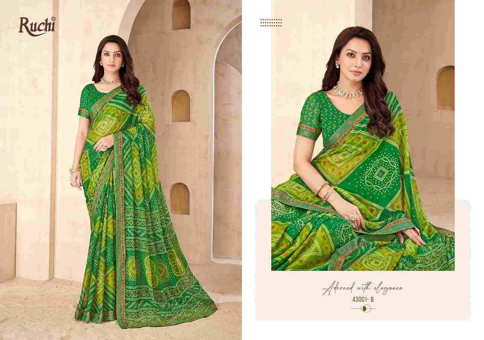 Savera Vol-15 By Ruchi Sarees 43001-A To 43003-D Series Indian Traditional Wear Collection Beautiful Stylish Fancy Colorful Party Wear & Occasional Wear Chiffon Sarees At Wholesale Price