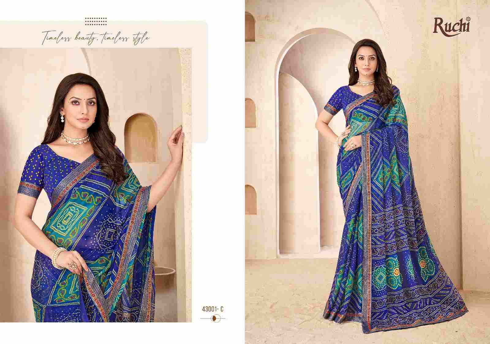 Savera Vol-15 By Ruchi Sarees 43001-A To 43003-D Series Indian Traditional Wear Collection Beautiful Stylish Fancy Colorful Party Wear & Occasional Wear Chiffon Sarees At Wholesale Price