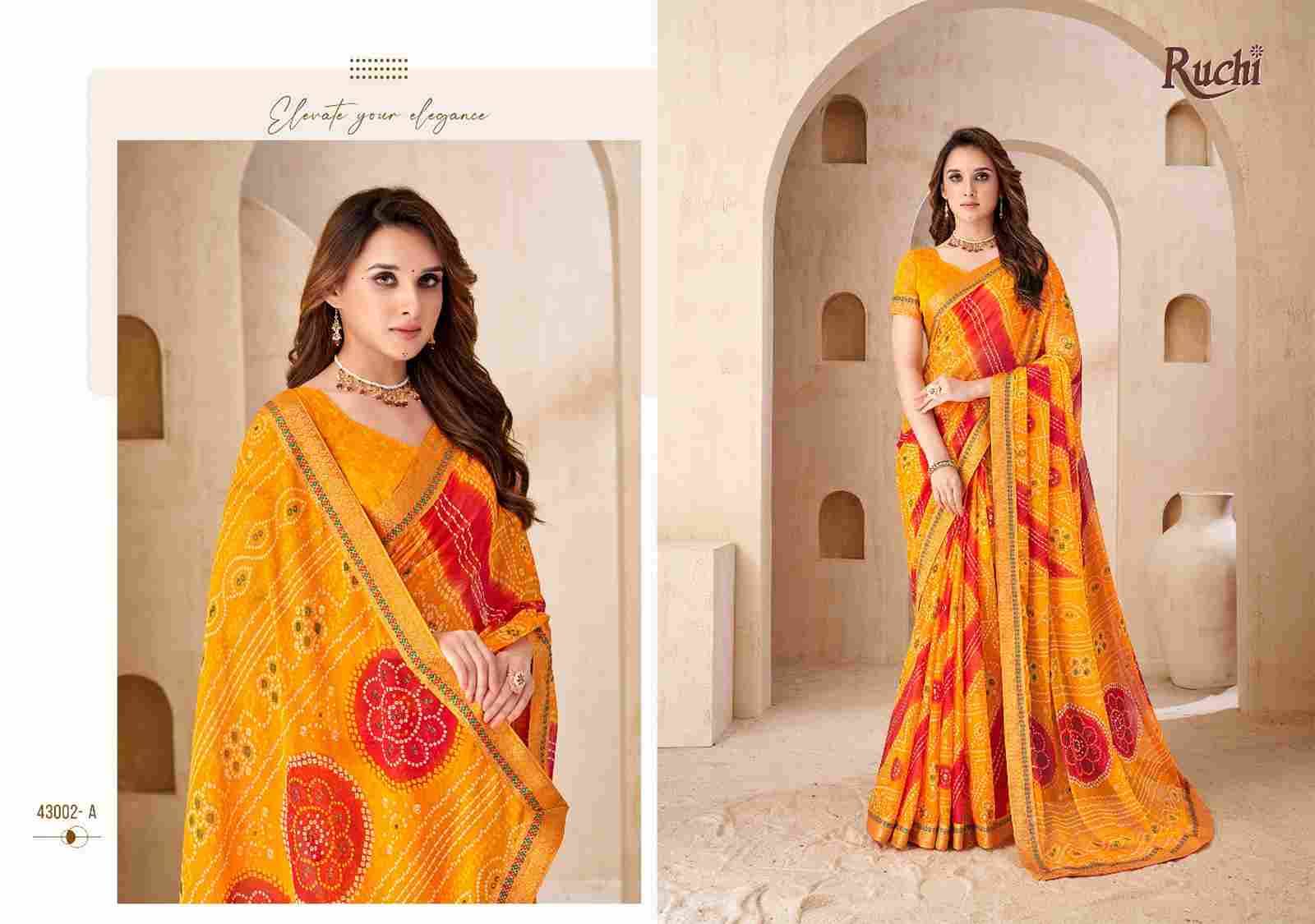 Savera Vol-15 By Ruchi Sarees 43001-A To 43003-D Series Indian Traditional Wear Collection Beautiful Stylish Fancy Colorful Party Wear & Occasional Wear Chiffon Sarees At Wholesale Price