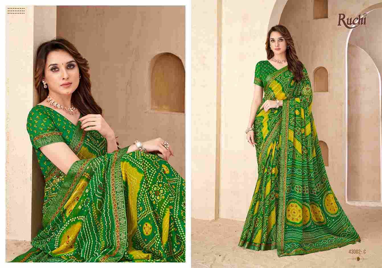 Savera Vol-15 By Ruchi Sarees 43001-A To 43003-D Series Indian Traditional Wear Collection Beautiful Stylish Fancy Colorful Party Wear & Occasional Wear Chiffon Sarees At Wholesale Price