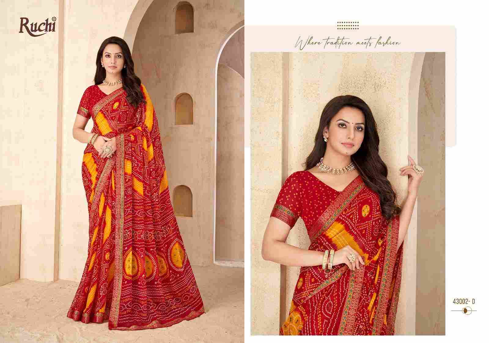 Savera Vol-15 By Ruchi Sarees 43001-A To 43003-D Series Indian Traditional Wear Collection Beautiful Stylish Fancy Colorful Party Wear & Occasional Wear Chiffon Sarees At Wholesale Price