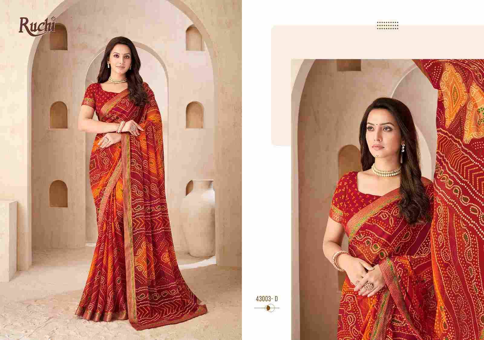 Savera Vol-15 By Ruchi Sarees 43001-A To 43003-D Series Indian Traditional Wear Collection Beautiful Stylish Fancy Colorful Party Wear & Occasional Wear Chiffon Sarees At Wholesale Price
