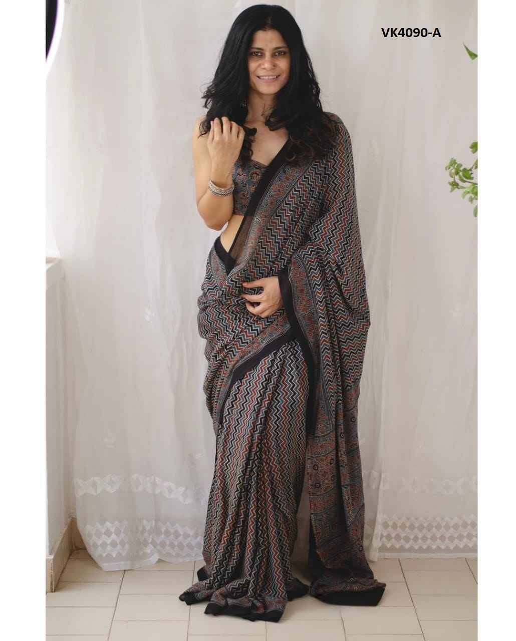 VK-4090 By Fashid Wholesale 4090-A To 4090-D Series Indian Traditional Wear Collection Beautiful Stylish Fancy Colorful Party Wear & Occasional Wear Chanderi Cotton Sarees At Wholesale Price