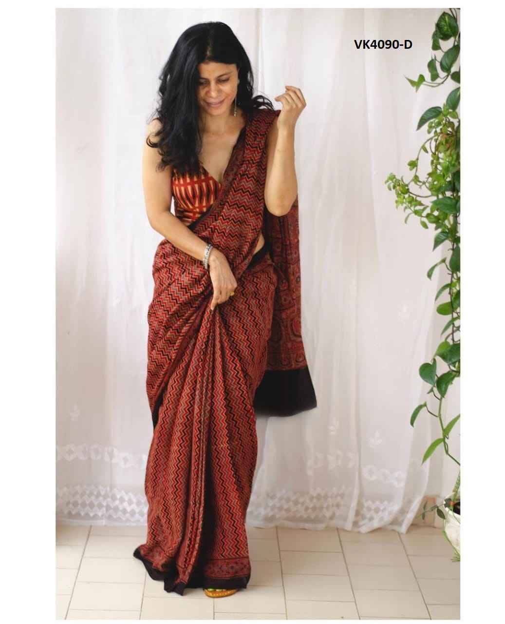 VK-4090 By Fashid Wholesale 4090-A To 4090-D Series Indian Traditional Wear Collection Beautiful Stylish Fancy Colorful Party Wear & Occasional Wear Chanderi Cotton Sarees At Wholesale Price