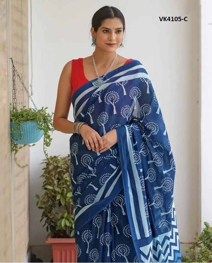 VK-4105 By Fashid Wholesale 4105-A To 4105-D Series Indian Traditional Wear Collection Beautiful Stylish Fancy Colorful Party Wear & Occasional Wear Chanderi Cotton Sarees At Wholesale Price