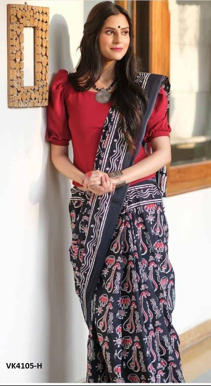 VK-4105 By Fashid Wholesale 4105-A To 4105-D Series Indian Traditional Wear Collection Beautiful Stylish Fancy Colorful Party Wear & Occasional Wear Chanderi Cotton Sarees At Wholesale Price