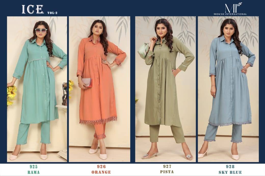 Ice Vol-2 By Moksh International 925 To 928 Series Designer Festive Suits Collection Beautiful Stylish Fancy Colorful Party Wear & Occasional Wear Cotton Kurtis With Bottom At Wholesale Price