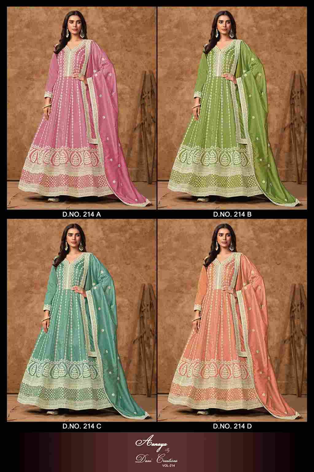 Aanaya Vol-214 By Twisha 214-A To 214-D Series Designer Stylish Fancy Colorful Beautiful Party Wear & Ethnic Wear Collection Premium Silk Gowns With Dupatta At Wholesale Price