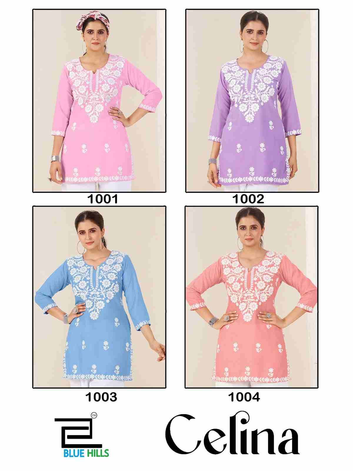 Celina By Blue Hills 1001 To 1004 Series Designer Stylish Fancy Colorful Beautiful Party Wear & Ethnic Wear Collection Rayon Kurtis At Wholesale Price