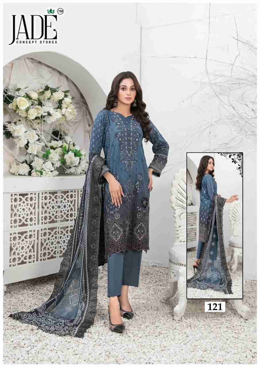 Chevron Vol-13 By Jade 121 To 126 Series Beautiful Festive Suits Colorful Stylish Fancy Casual Wear & Ethnic Wear Pure Lawn Cotton Embroidered Dresses At Wholesale Price
