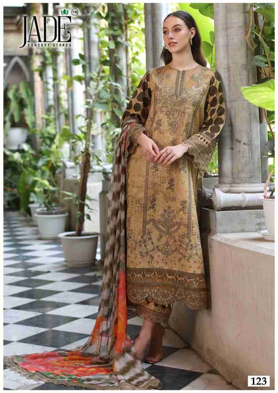 Chevron Vol-13 By Jade 121 To 126 Series Beautiful Festive Suits Colorful Stylish Fancy Casual Wear & Ethnic Wear Pure Lawn Cotton Embroidered Dresses At Wholesale Price