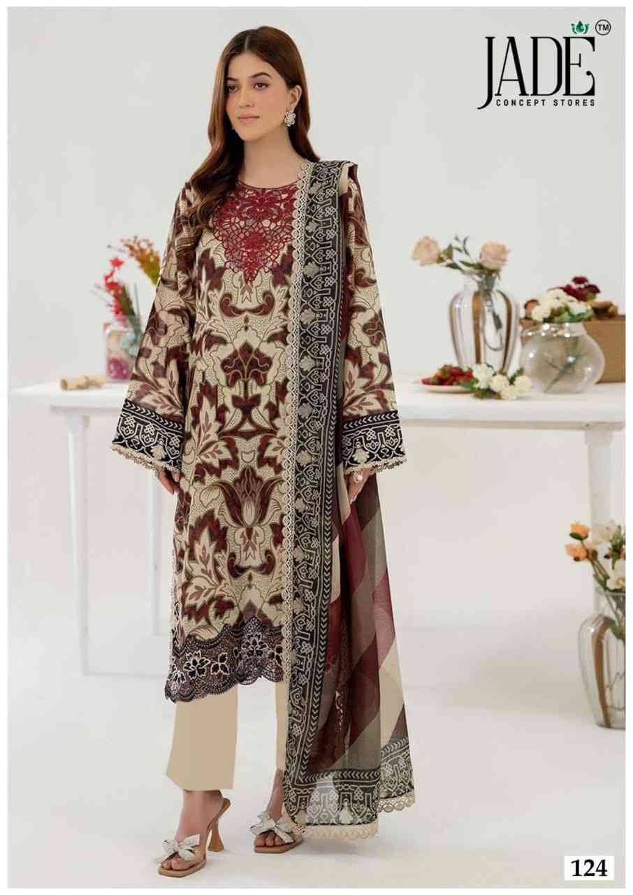 Chevron Vol-13 By Jade 121 To 126 Series Beautiful Festive Suits Colorful Stylish Fancy Casual Wear & Ethnic Wear Pure Lawn Cotton Embroidered Dresses At Wholesale Price