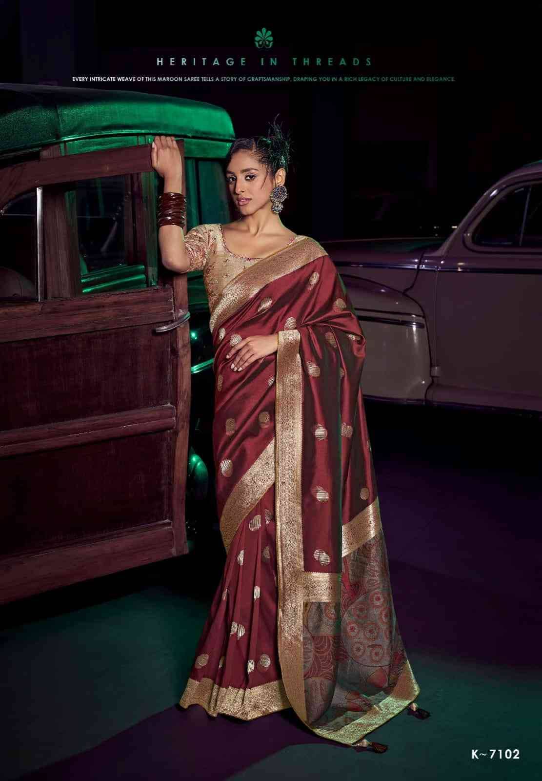 Kavisha By Kira 7101 To 7106 Series Indian Traditional Wear Collection Beautiful Stylish Fancy Colorful Party Wear & Occasional Wear Pure Silk Sarees At Wholesale Price