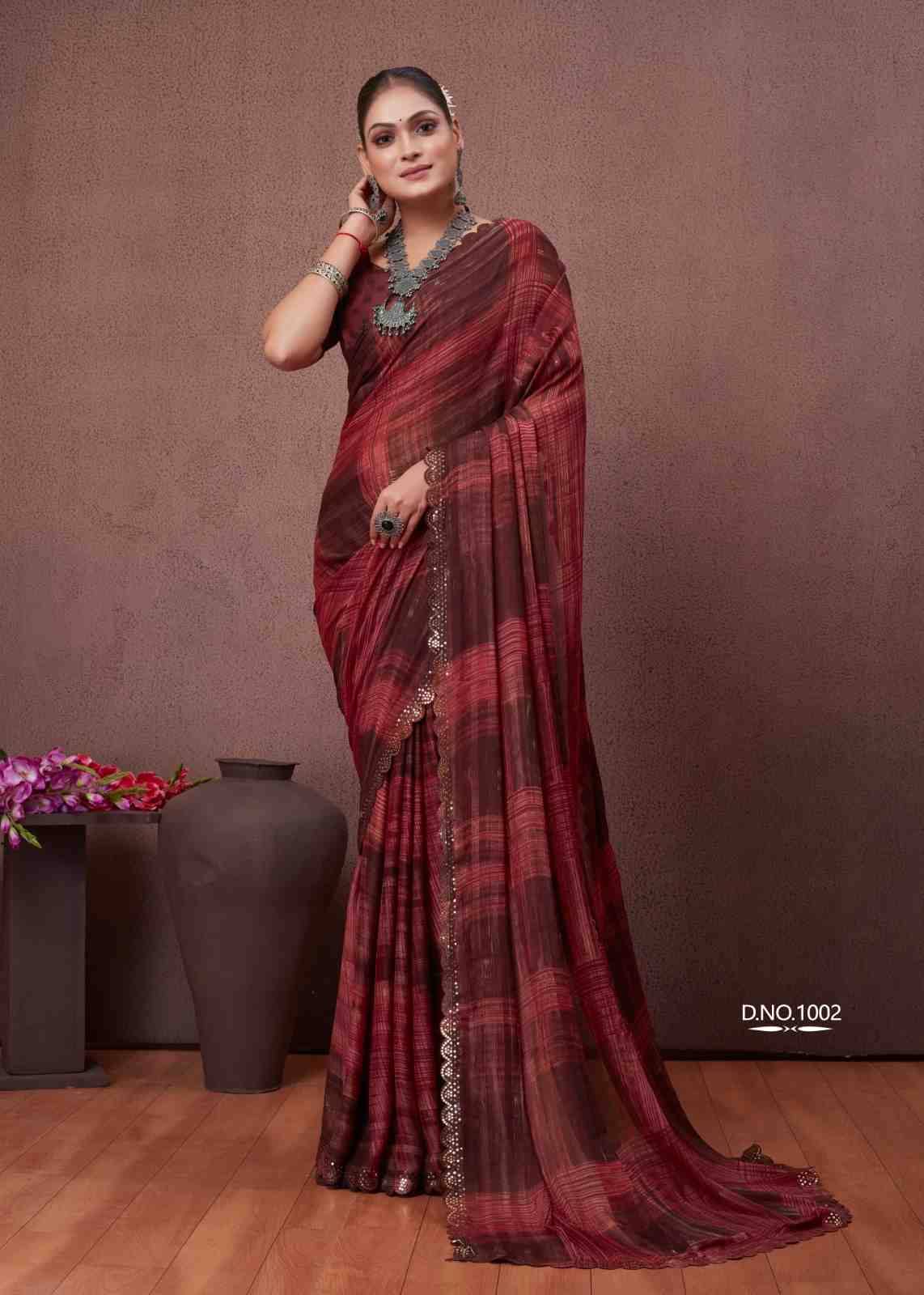 Cutwork By Stavan 1001 To 1008 Series Indian Traditional Wear Collection Beautiful Stylish Fancy Colorful Party Wear & Occasional Wear Fancy Sarees At Wholesale Price