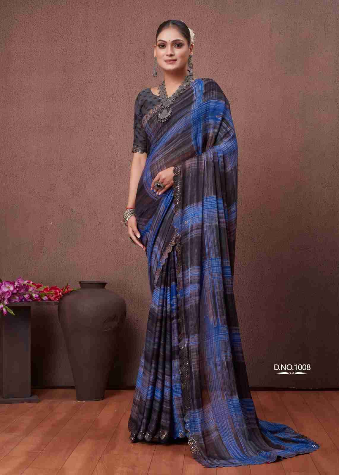Cutwork By Stavan 1001 To 1008 Series Indian Traditional Wear Collection Beautiful Stylish Fancy Colorful Party Wear & Occasional Wear Fancy Sarees At Wholesale Price