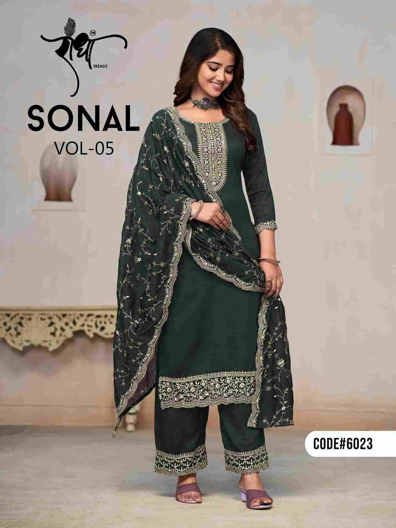 Sonal Vol-5 By Radha Trendz 6021 To 6024 Series Designer Festive Suits Collection Beautiful Stylish Fancy Colorful Party Wear & Occasional Wear Pure Vichitra Dresses At Wholesale Price