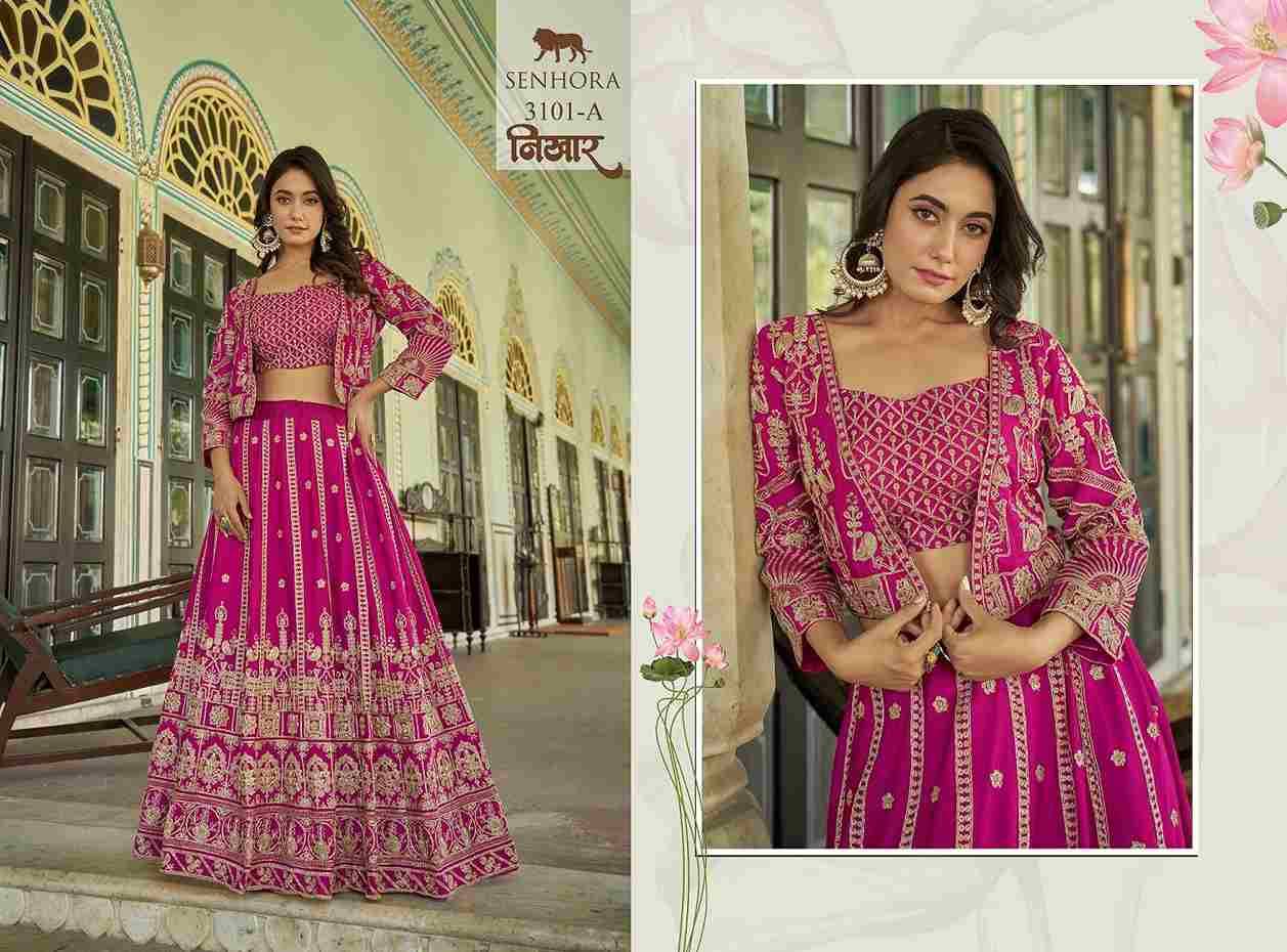 Nikhaar By Senhora Dresses 3101-A To 3101-B Series Indian Traditional Wear Bridal Collection Beautiful Stylish Fancy Colorful Party Wear & Occasional Wear Chinnon Lehengas At Wholesale Price
