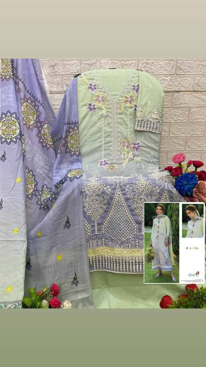 Saniya Trendz Hit Design 7136 By Saniya Trendz Beautiful Pakistani Suits Colorful Stylish Fancy Casual Wear & Ethnic Wear Pure Cotton Embroidered Dresses At Wholesale Price
