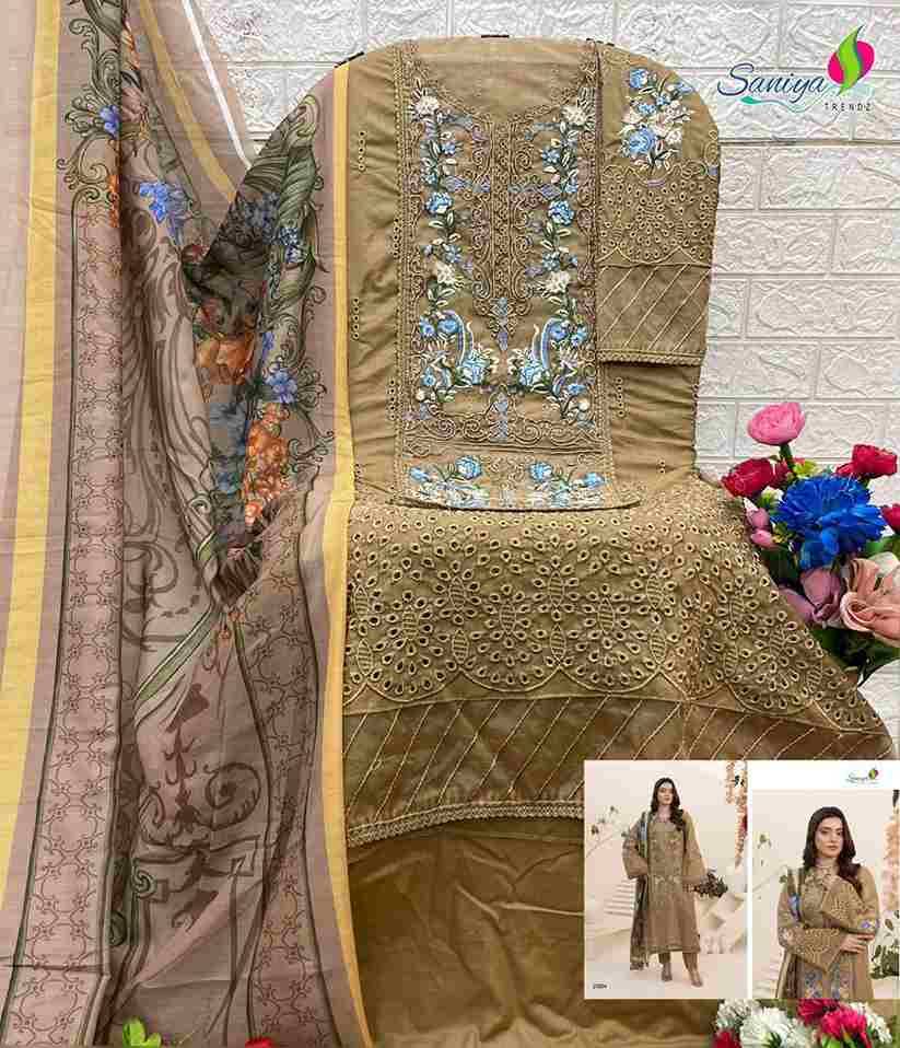 Saniya Trendz Hit Design H-25004 By Saniya Trendz Designer Pakistani Suits Beautiful Stylish Fancy Colorful Party Wear & Occasional Wear Cotton With Embroidery Dresses At Wholesale Price