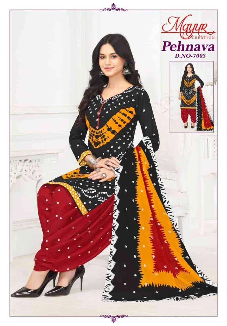 Pehnava Vol-7 By Mayur Creation 7001 To 7010 Series Beautiful Festive Suits Stylish Fancy Colorful Casual Wear & Ethnic Wear Heavy Cotton Print Dresses At Wholesale Price