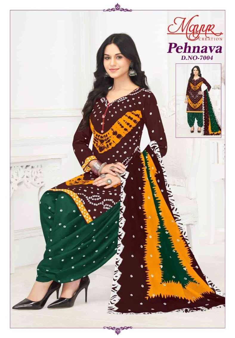Pehnava Vol-7 By Mayur Creation 7001 To 7010 Series Beautiful Festive Suits Stylish Fancy Colorful Casual Wear & Ethnic Wear Heavy Cotton Print Dresses At Wholesale Price
