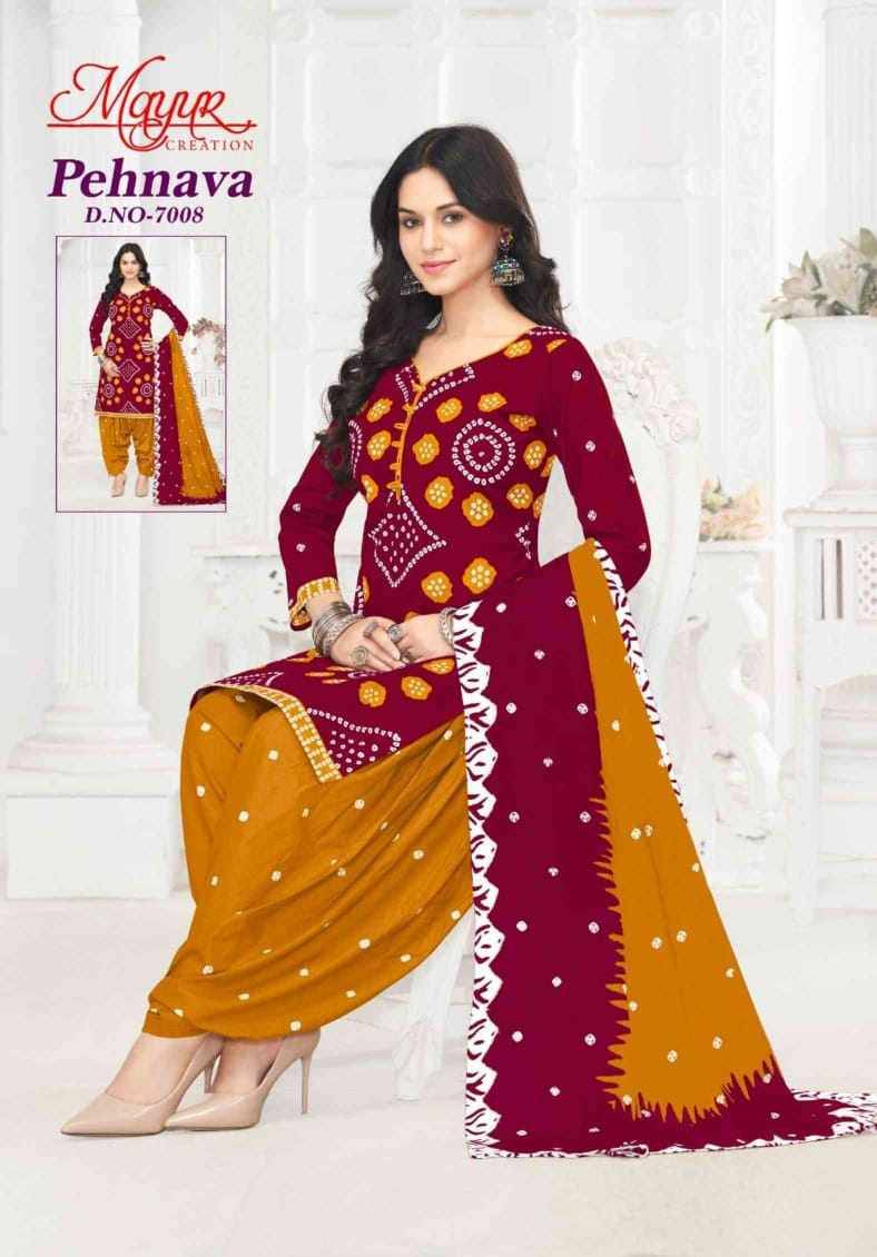 Pehnava Vol-7 By Mayur Creation 7001 To 7010 Series Beautiful Festive Suits Stylish Fancy Colorful Casual Wear & Ethnic Wear Heavy Cotton Print Dresses At Wholesale Price