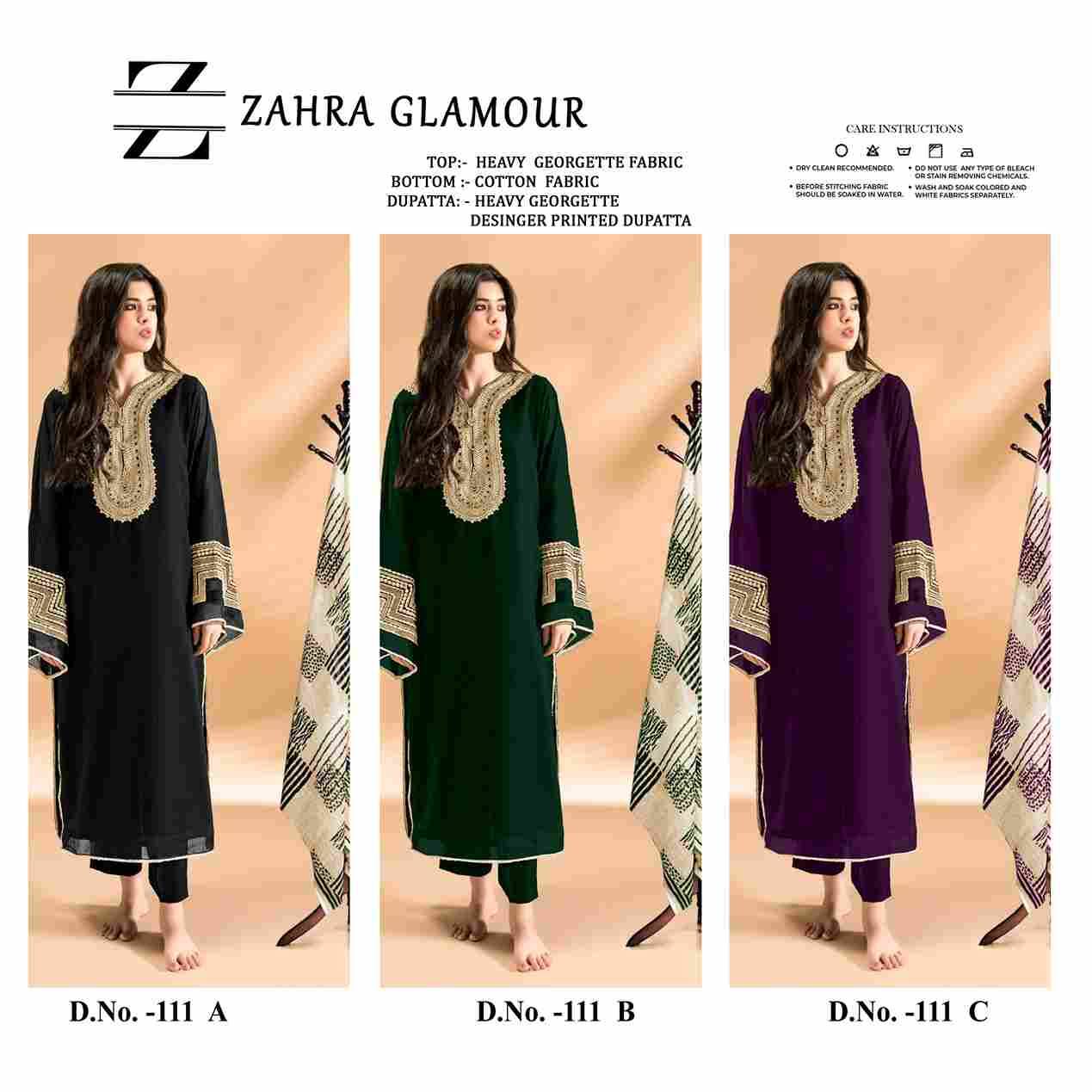 Zahra 111 Colours By Fashid Wholesale 111-A To 111-C Series Designer Pakistani Suits Beautiful Fancy Stylish Colorful Party Wear & Occasional Wear Heavy Georgette Embroidery Dresses At Wholesale Price