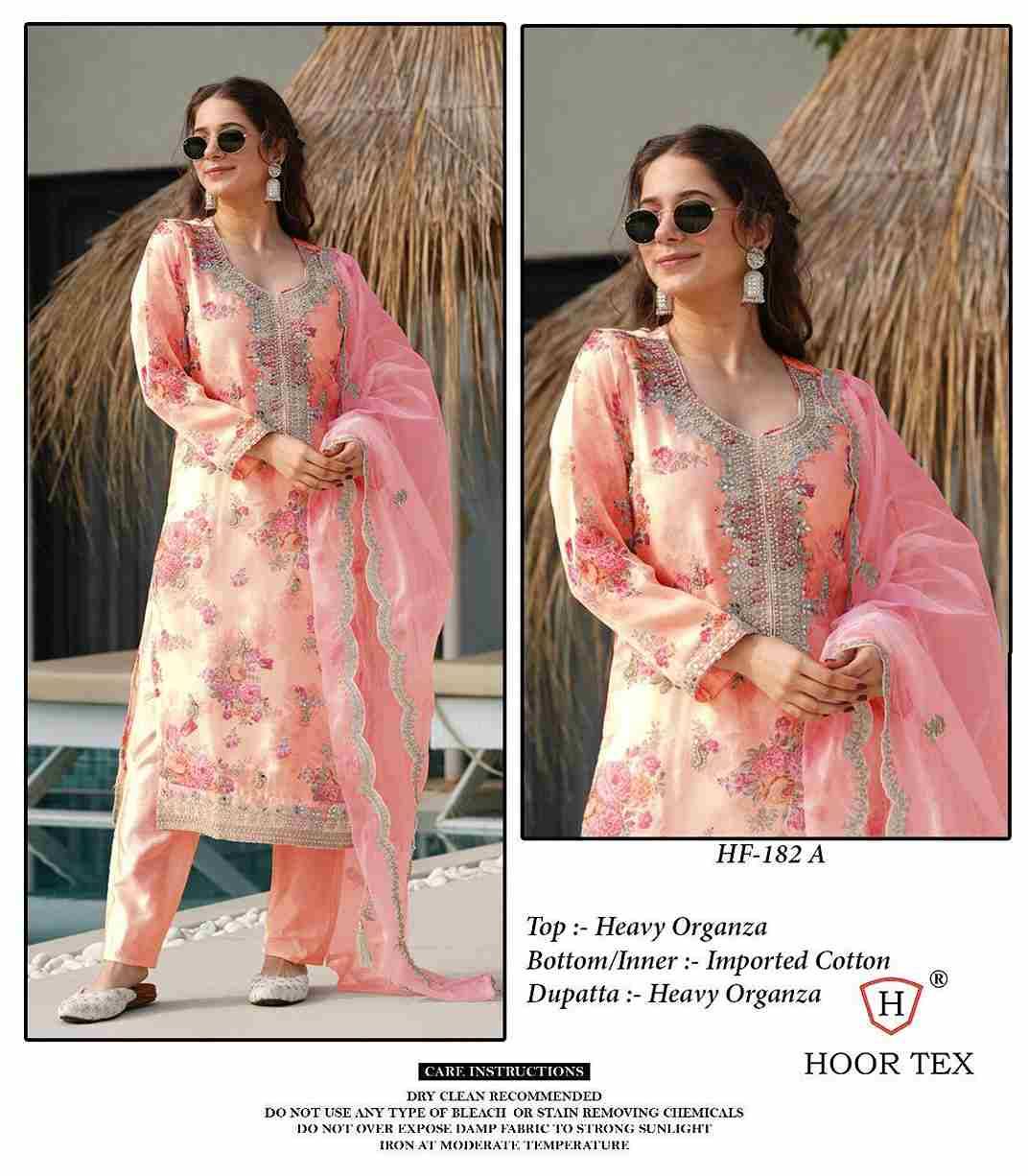 Hoor Tex Hit Design HF-182 Colours By Hoor Tex HF-182-A To HF-182-D Series Designer Festive Pakistani Suits Collection Beautiful Stylish Fancy Colorful Party Wear & Occasional Wear Heavy Organza Embroidered Dresses At Wholesale Price