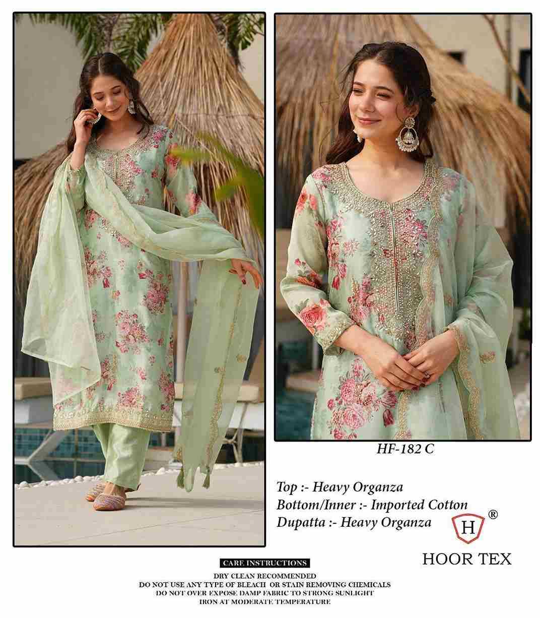 Hoor Tex Hit Design HF-182 Colours By Hoor Tex HF-182-A To HF-182-D Series Designer Festive Pakistani Suits Collection Beautiful Stylish Fancy Colorful Party Wear & Occasional Wear Heavy Organza Embroidered Dresses At Wholesale Price