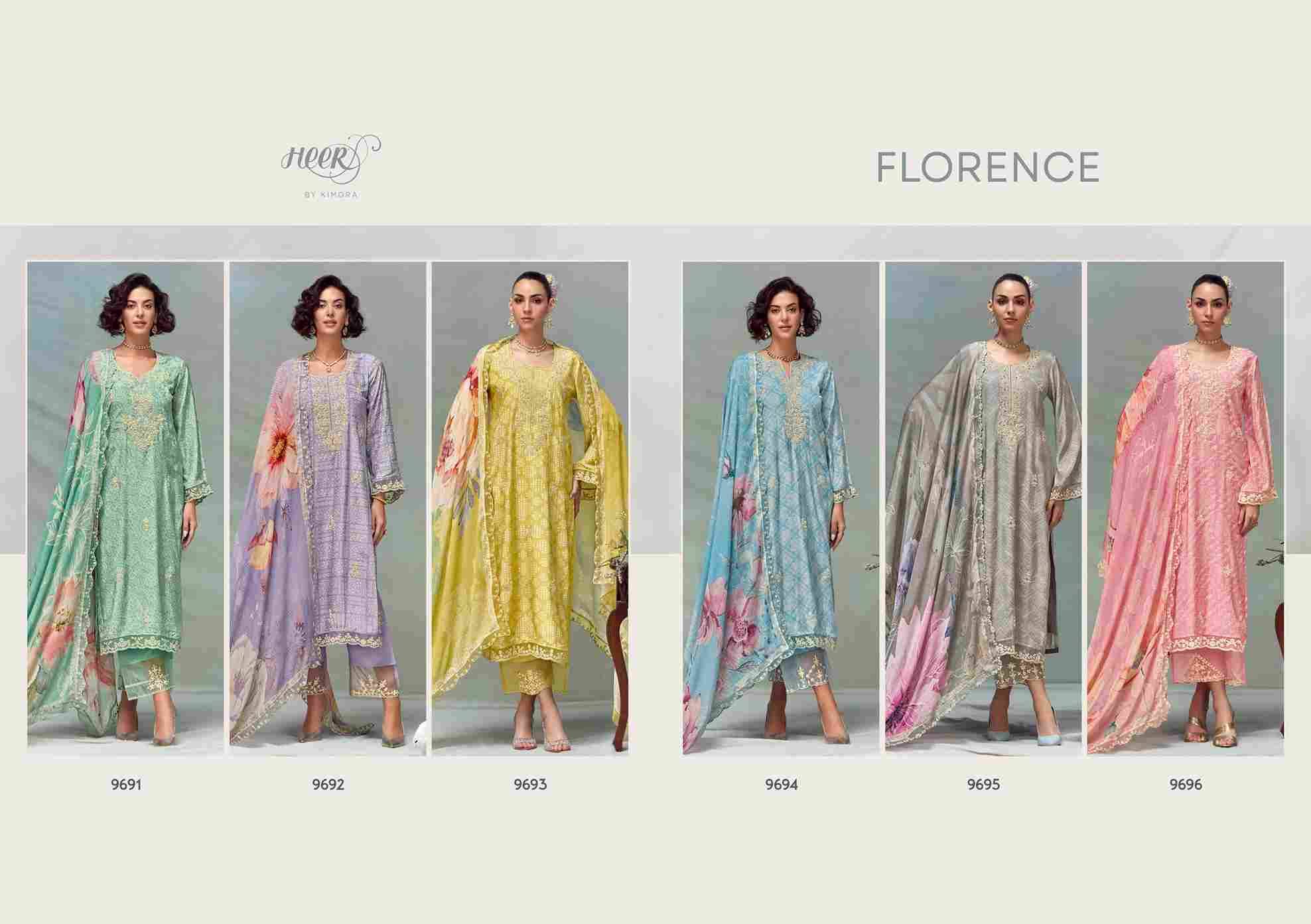 Florence By Kimora Fashion 9691 To 9696 Series Designer Festive Suits Collection Beautiful Stylish Fancy Colorful Party Wear & Occasional Wear Pure Muslin Dresses At Wholesale Price